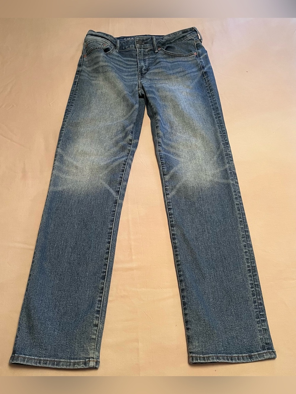 American Eagle Outfitters Men's Airflex+ Original Straight Jeans in Blue Wash